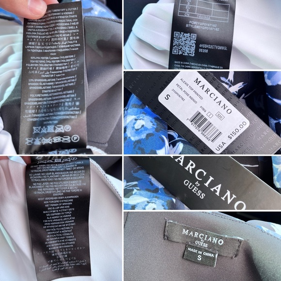 NWT Marciano Alexis Petal Pose Blue Floral Top Sz S - Picture 9 of 12